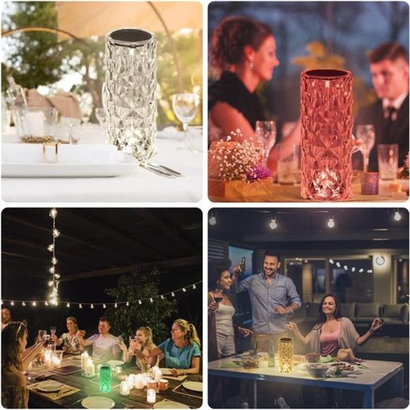 Crystal Table Lamp RGB Color Changing Night Light, Romantic LED Rose Diamond - Picture 3 of 6